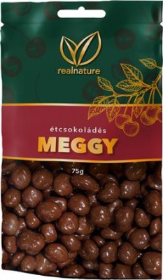 Aszalt meggy, 75 g, REAL NATURE, étcsokoládés