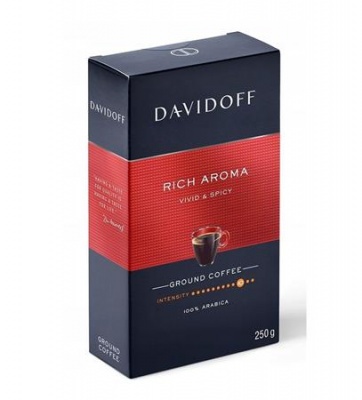 Kávé, pörkölt, őrölt, 250 g, DAVIDOFF "Rich Aroma"